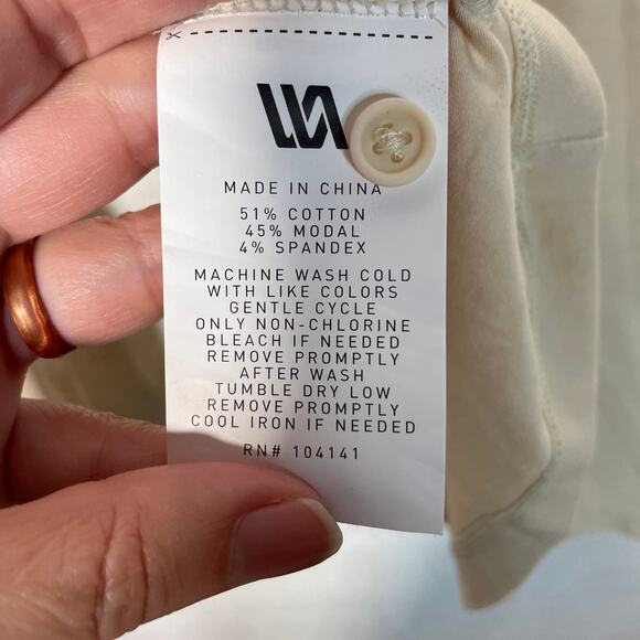 VRST Men's Essential Henley Long Sleeve T-shirt, light sand , small - Picture 2 of 7